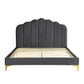 Ariana Bed Frame Base Platform Wooden Velvet with Headboard - Grey Queen