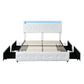 Quinn Bed Frame RGB LED PU 4 Drawer USB - White Queen