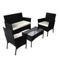 Marcel 4-Seater Furniture Patio Garden Table Chairs Wicker Seat 4-Piece Outdoor Setting - Wood