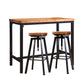 Set of 3 Potenza Industrial Pub Table & Bar Stools Wood Chair Set Home Kitchen Furniture - Black & Wood