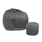 Bean Bag Chair Cover Home Game Seat Lazy Sofa Cover Large With Foot Stool - Dark Grey