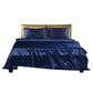 Queen Dreamz Silky Satin Sheets Fitted Flat Blue