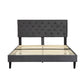 Assen Bed Frame Base Platform Wooden Velvet with Headboard Grey - Double