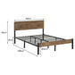 Ruden Metal Bed Frame Base Platform Wooden Headboard - Brown Queen