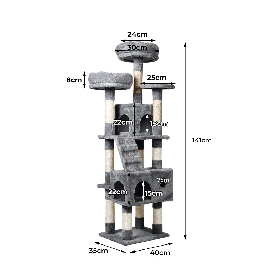 Cat Trees Scratching Post Scratcher For Large Cats Tower House Grey 140cm