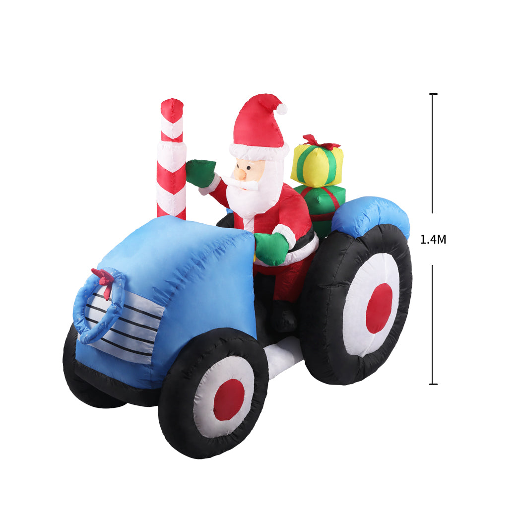 Santa Tractor Christmas Inflatable Xmas Decorations - 1.4M