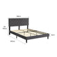 Assen Bed Frame Base Platform Wooden Velvet with Headboard Grey - Queen