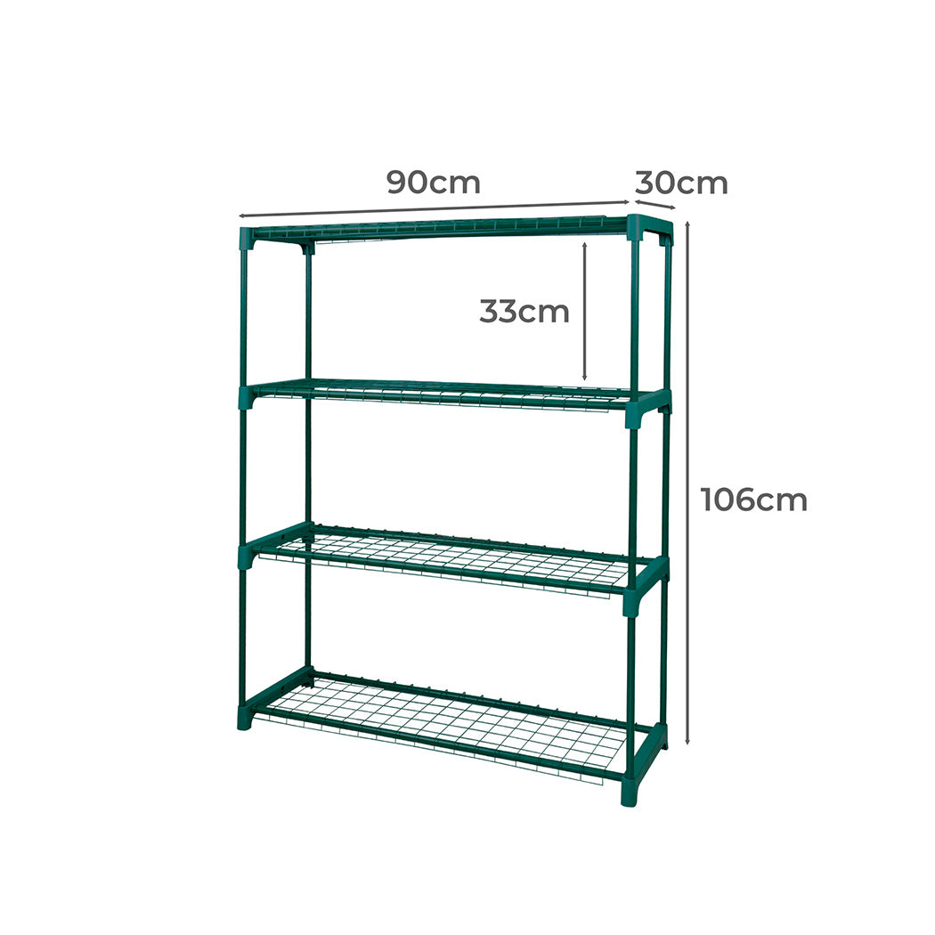 Set of 2 4 Tier Plant Shelve Garden Greenhouse Steel Storage Shelving Frame Stand Rack