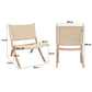 Foldable Single Deck Chair Solid Wood Kraft Rope Paper Woven Seat - Natural