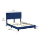 Cheyenne Bed Frame Base Platform Wooden Velvet with Headboard Blue - Queen