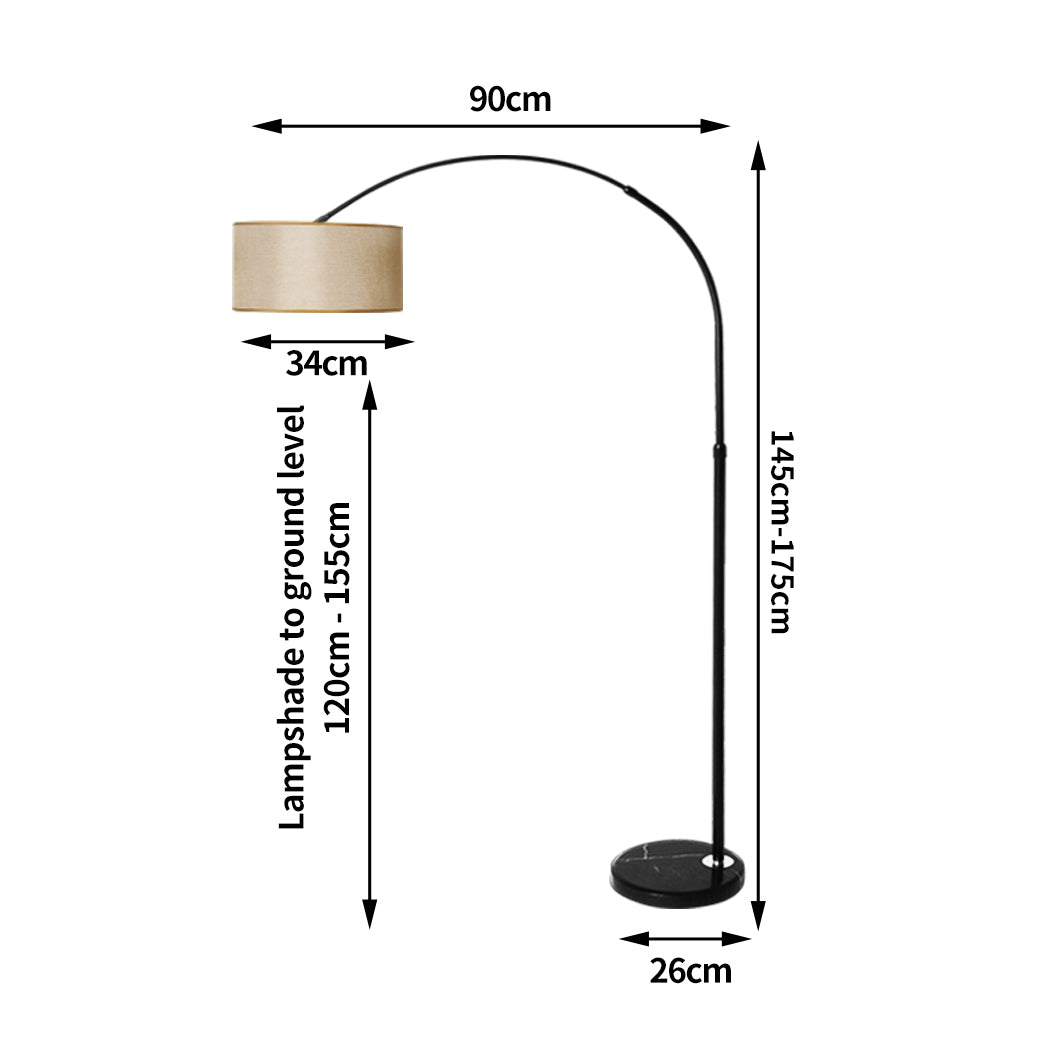 Modern LED Floor Lamp Reading Light Free Standing Height Adjustable Marble Base - Grey