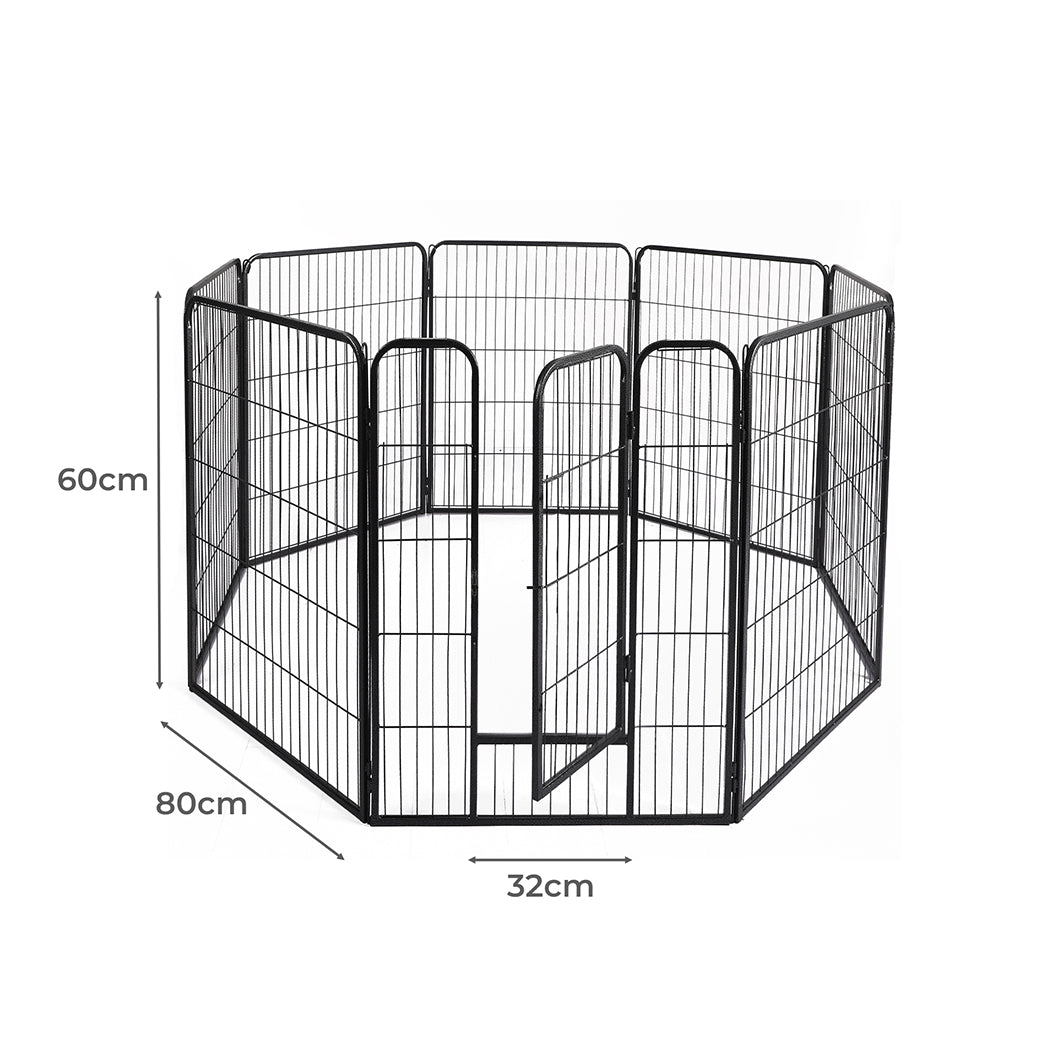 24'' 8 Panel Pet Dog Playpen Puppy Exercise Cage Enclosure Fence Cat Play Pen - Black