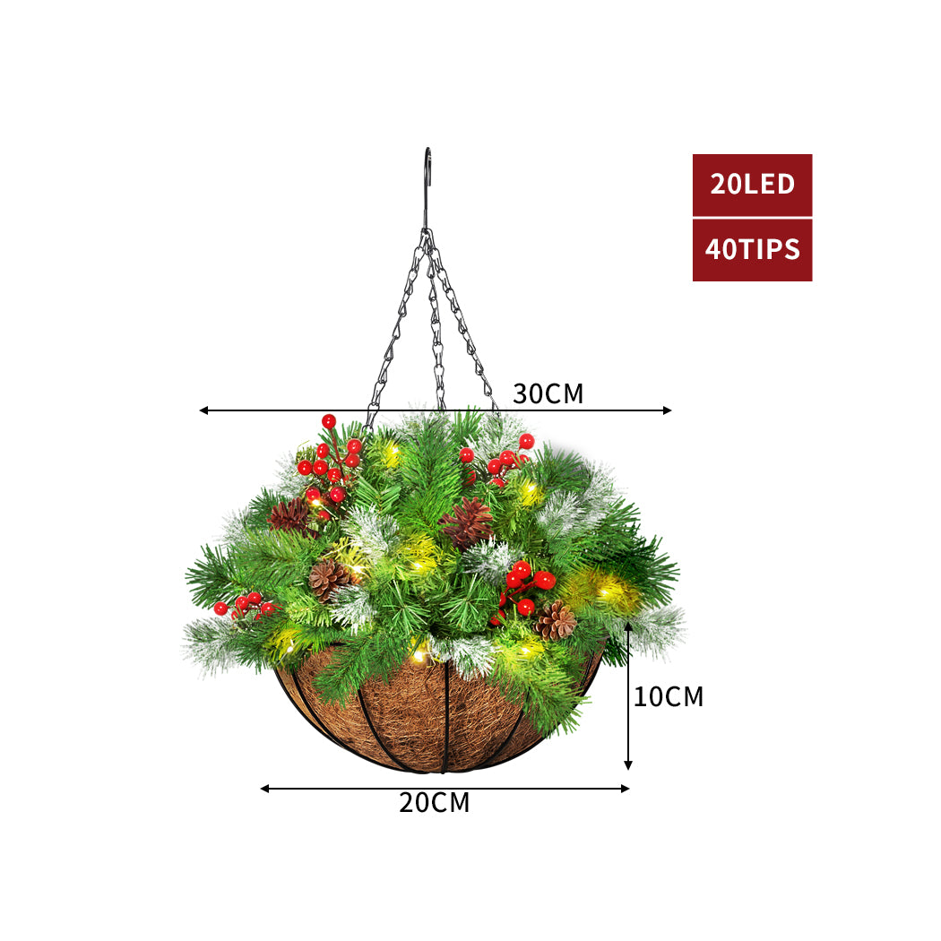 Christmas Hanging Basket Ornaments LED Lights Decor