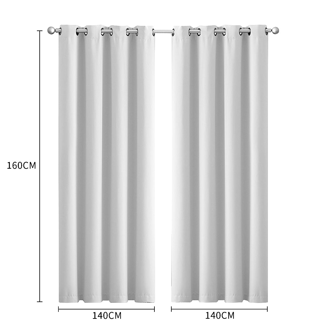 Set of 2 Blockout Curtains Panels 3 Layers Eyelet Room Darkening 140X160Cm Grey