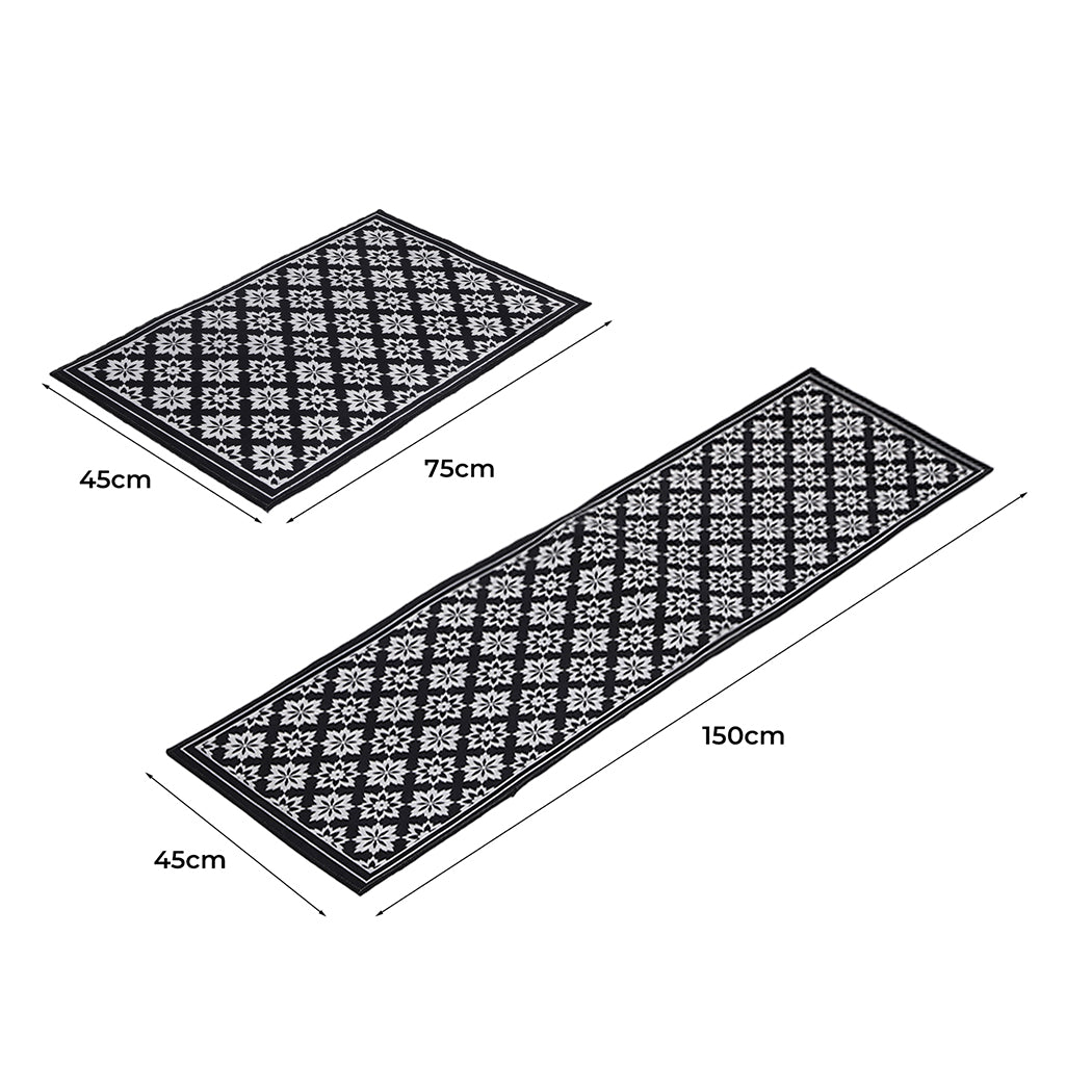 Sachi Set of 2 45x150 and 45x75 Kitchen Floor Mat Area Rugs Non-Slip Door Mat