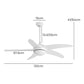 Ceiling Fan 52'' DC Motor Wood - White