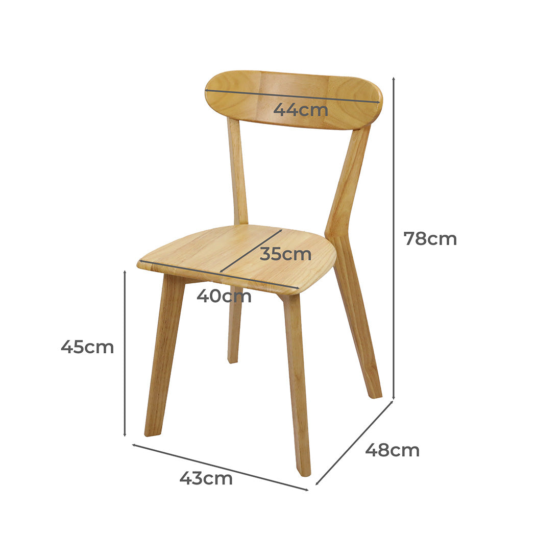 Felicity Set of 2 Dining Chairs Wooden Kitchen Chair - Natural