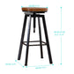 Set of 2 Catania Industrial Bar Stools Kitchen Stool Wooden Barstools Swivel Chiars - Wood