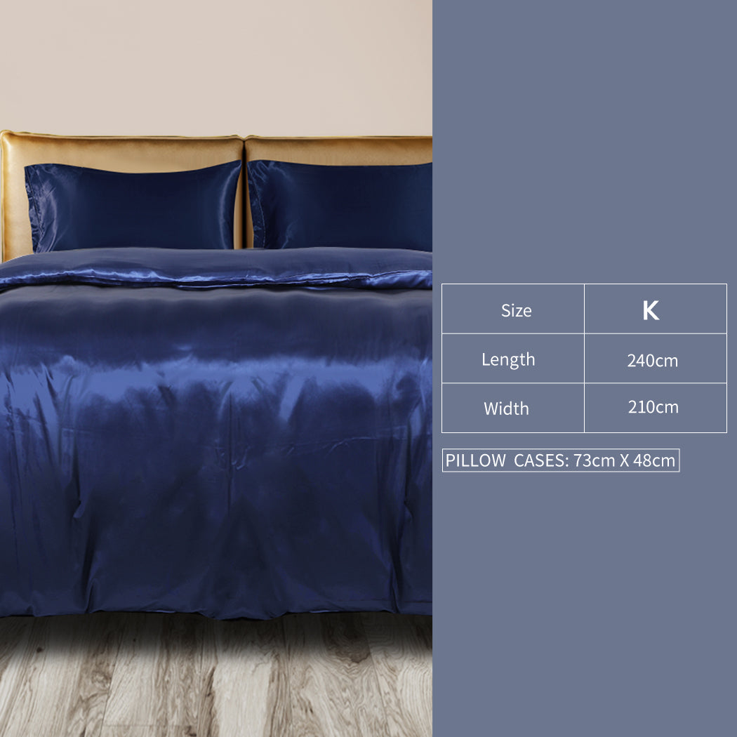 KING Quilt Cover Set Bedspread Pillowcases - Summer Blue