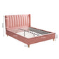 Bella Bed Frame Velvet Base Bedhead Headboard Wooden Platform - Pink Queen