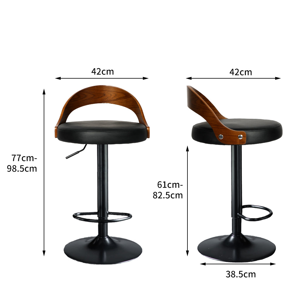 82.5cm Essen Bar Stools Kitchen Gas Lift Wooden Beech Stool Chair Swivel Barstools - Black