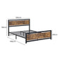 Levi Metal Bed Frame Platform Wooden Industrial Rustic - Black & Wood Double