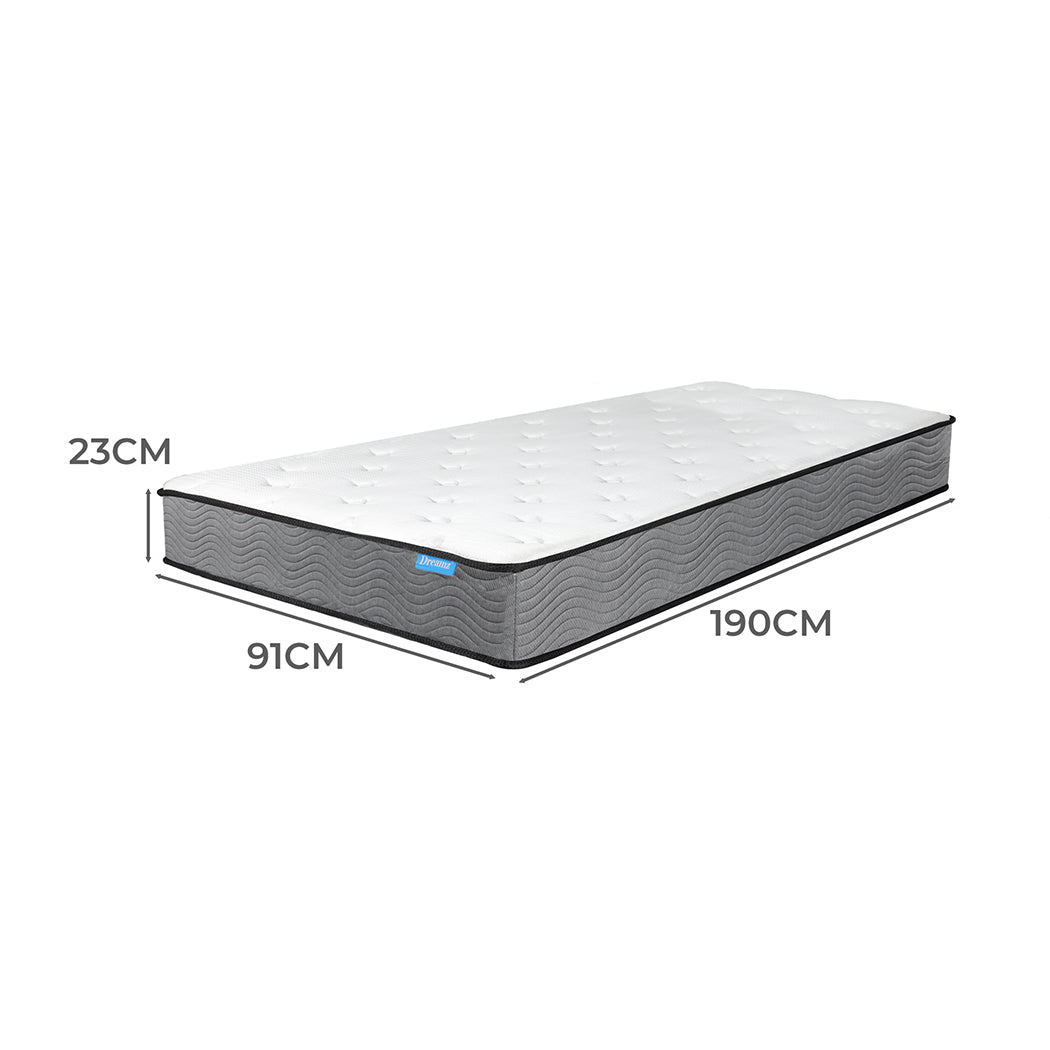 Fina 23cm Spring Mattress Pocket Bed Coil Sleep Foam Extra Firm - Single