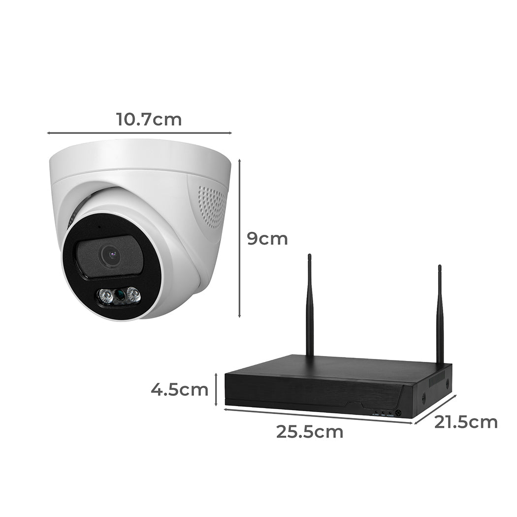 Set of 8 Wireless Security Camera System Set Round with NVR Hard Drive - White