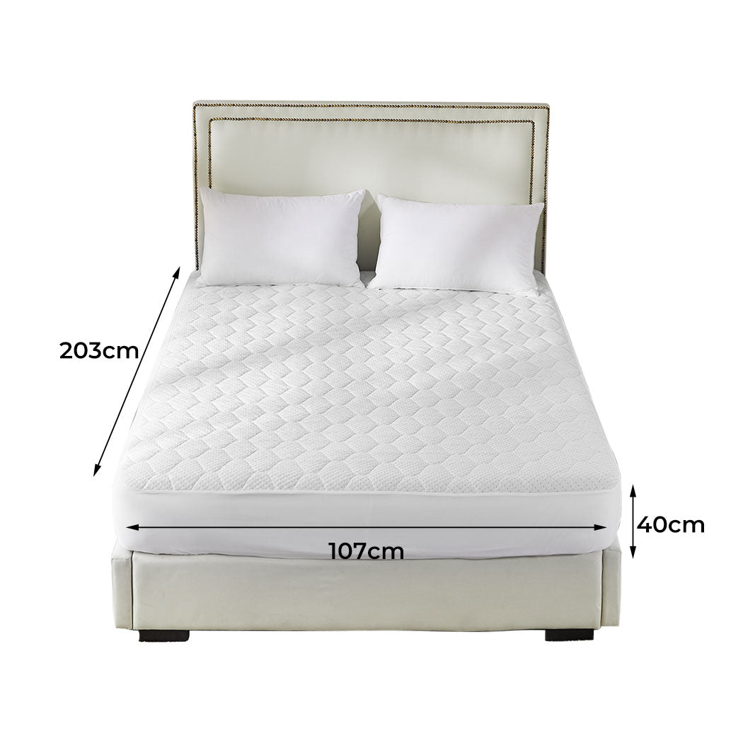 KING SINGLE Mattress Protector Bamboo - White