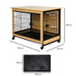 Wooden Wire Dog Kennel Side End Table Steel Puppy Crate Indoor Pet House - Wood Large