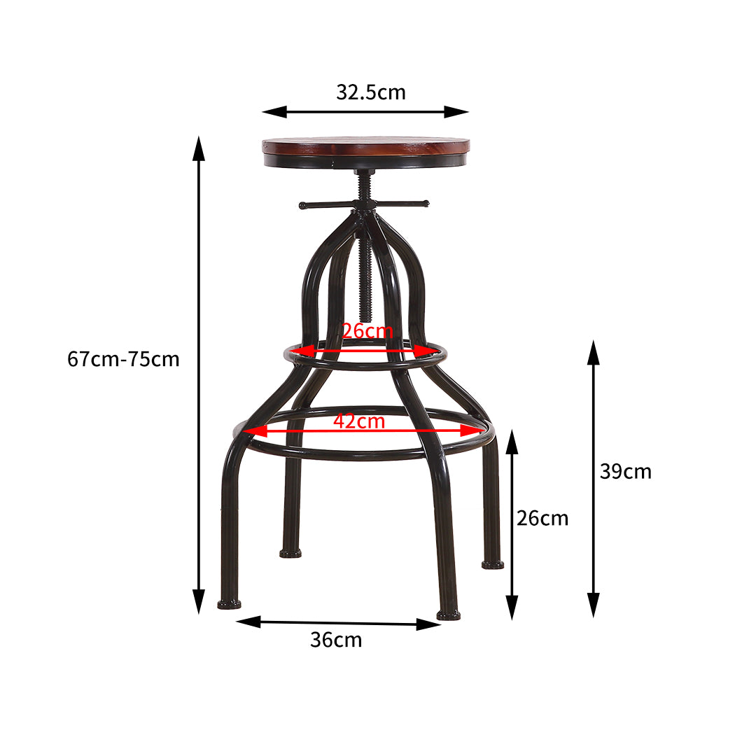 Set of 2 Versailles Bar Stools Stool Swivel Gas Lift Kitchen Wooden Dining Chair Chairs Barstools - Black & Brown