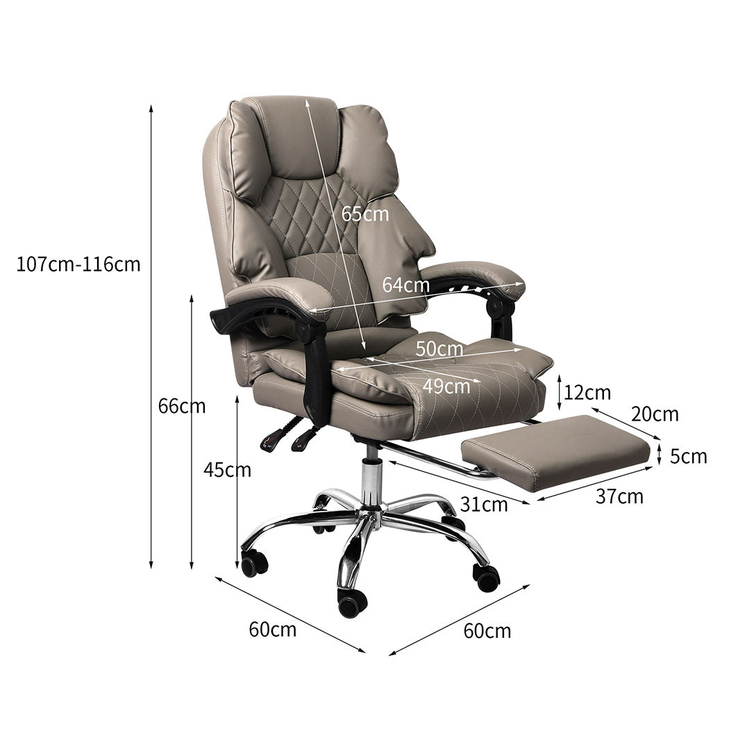 Levede Gaming Chair Office Computer Grey Footrest