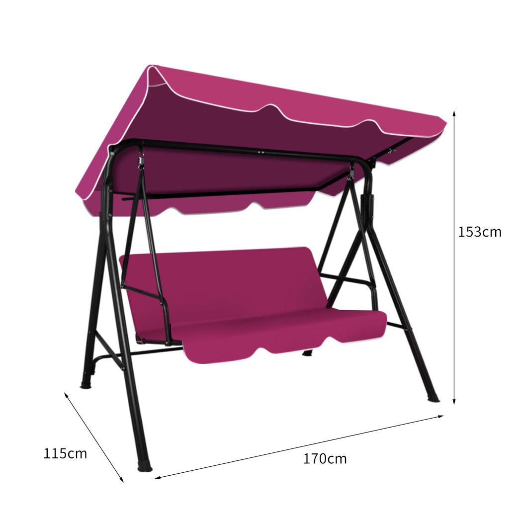 Lorel Swing Chair Garden Canopy Cushion Bench - Red