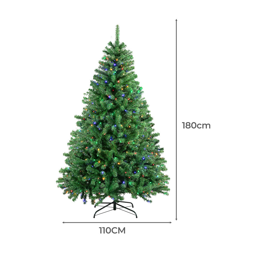 6ft 1.8m 900 Tips Christmas Tree Pre Lit 8 Mode Led Lights Xmas Bushy Decorations