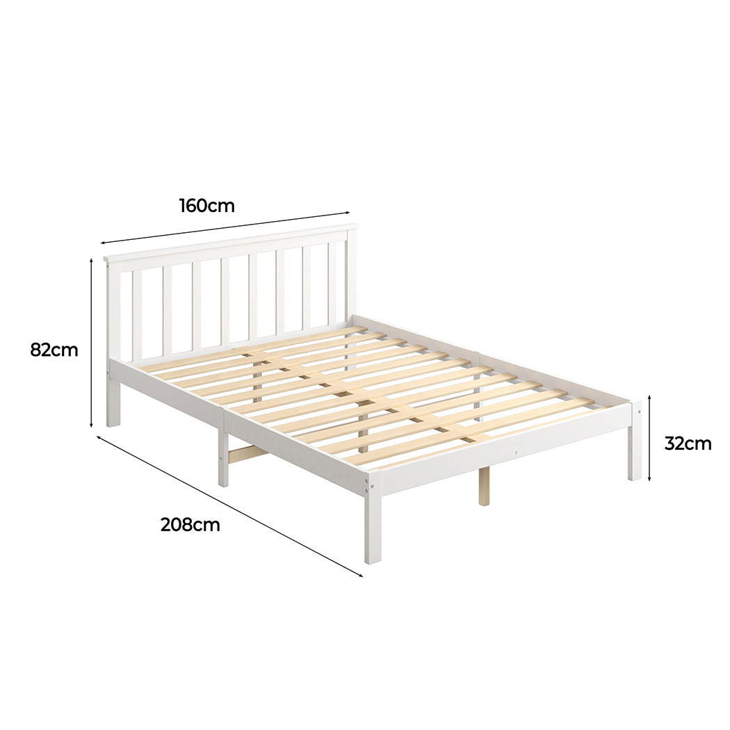 Arianne Wooden Bed Frame Base Full Size Timber White - Queen