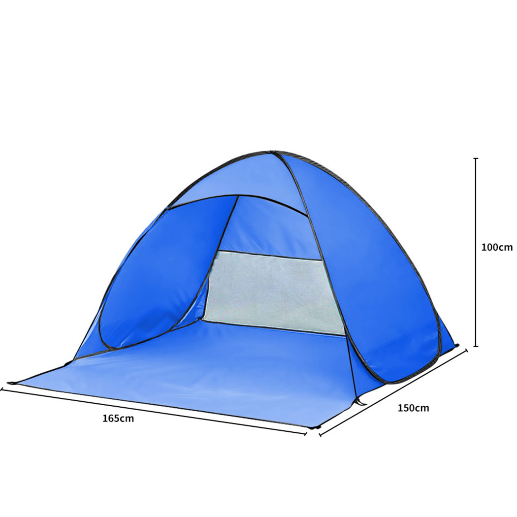 Pop Up Beach Tent Camping Portable Shelter Shade 2 Person Tents Fish Blue