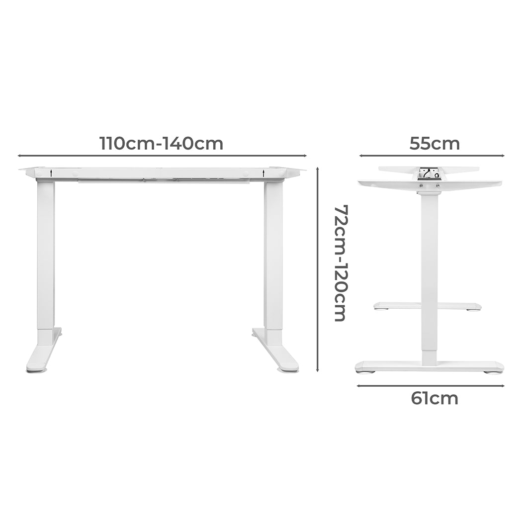 Motorised Standing Desk Frame Dual Motor - White