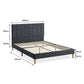 Venlo Bed Frame Base Platform Wooden Velvet with Headboard Grey - Queen