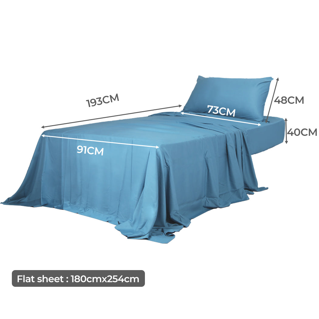 SINGLE 3-Piece 100% Bamboo Bed Sheet Set - Blue