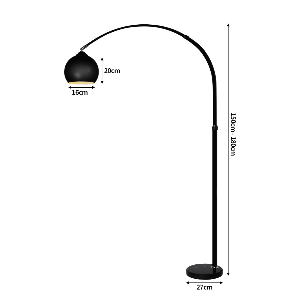 Modern Led Floor Lamp Stand Reading Light Height Adjustable Indoor Marble Base - Black