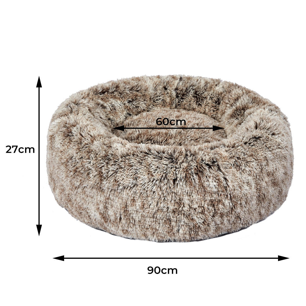 LARGE Dog Beds Pet Nest Calming Donut - Brown