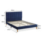 Venlo Bed Frame Base Platform Wooden Velvet with Headboard Blue - Queen