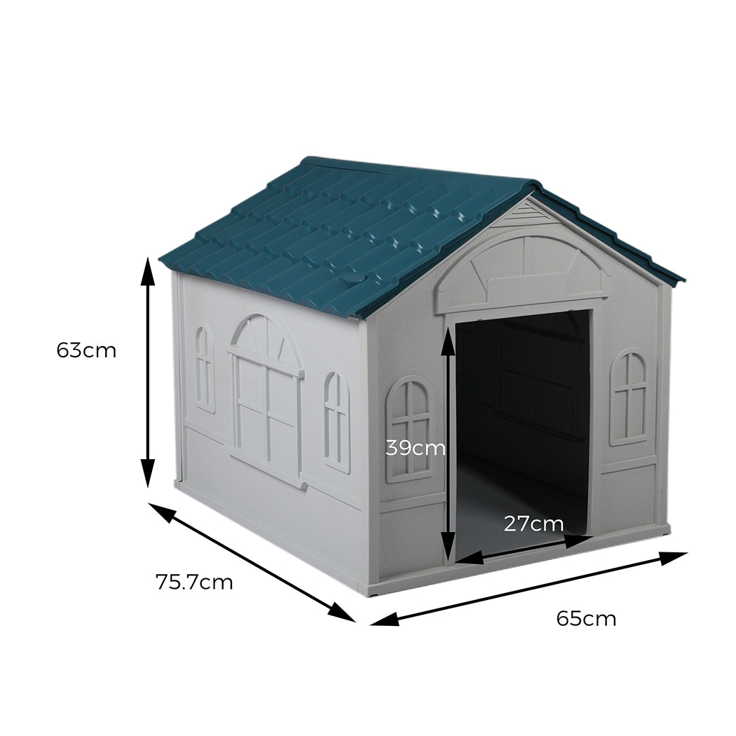 Dog Kennel Outdoor Indoor Pet Plastic Garden Large House Weatherproof Black Large