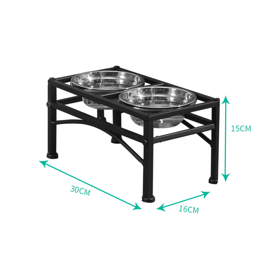 Dual Elevated Raised Stainless Steel Pet Dog Feeder Bowl Food Water Stand SMALL