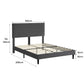 Velsen Bed Frame Base Platform Wooden Velvet with Headboard Grey - Queen