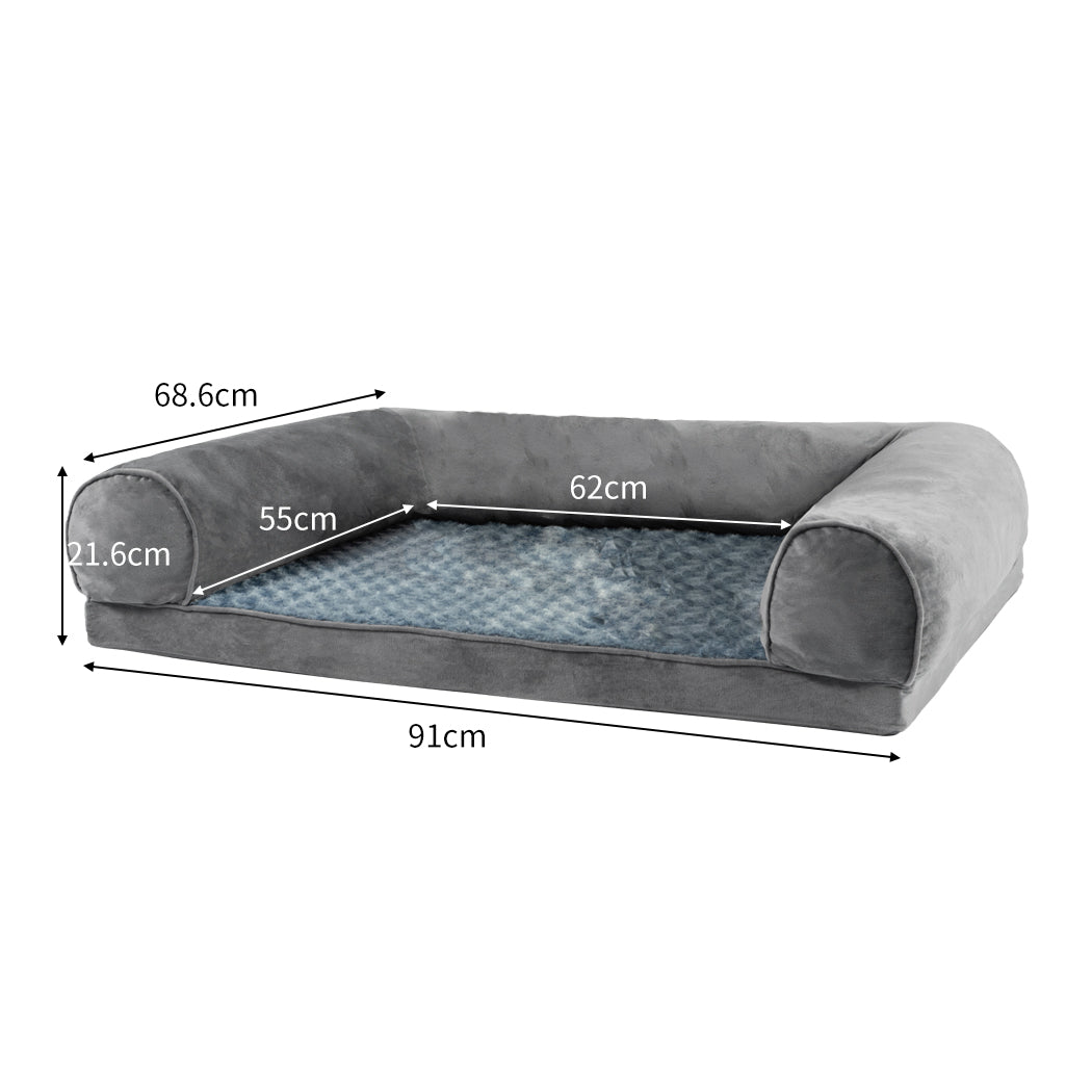 Perro Dog Beds Pet Sofa Cover Soft Warm Plush Velvet (Cover Only) - Grey LARGE