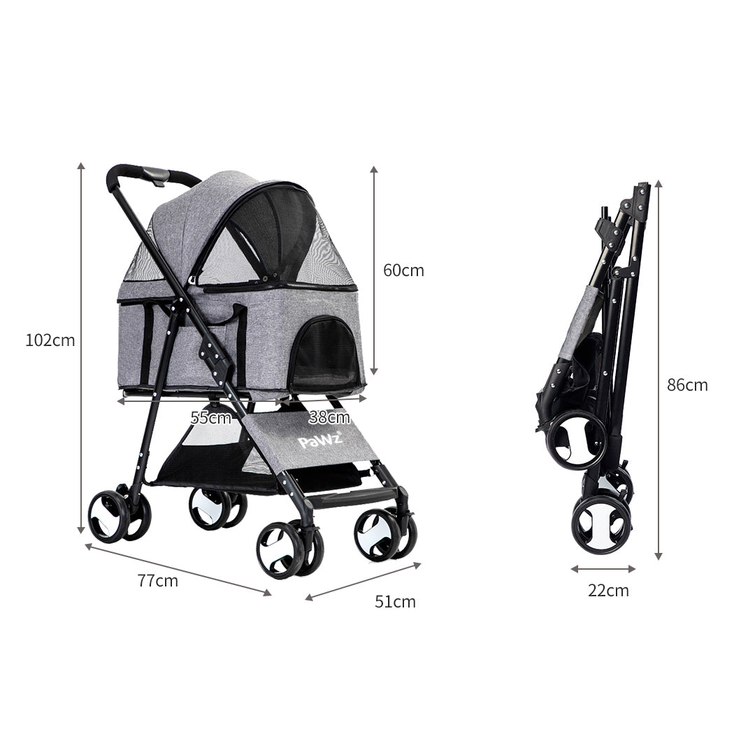 Pet Stroller Dog Cat Travel Carrier Pram Foldable Pushchair Outdoor Large