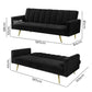 Mari 3-Seater Sofa Bed Convertible Velvet Lounge Recliner Couch Sleeper - Black