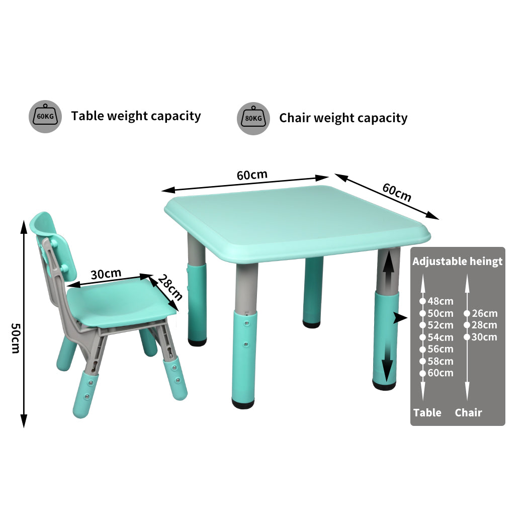 Patsey 3-Piece Kids Table & Chairs Set Children Furniture Toys Play Study Desk - Green