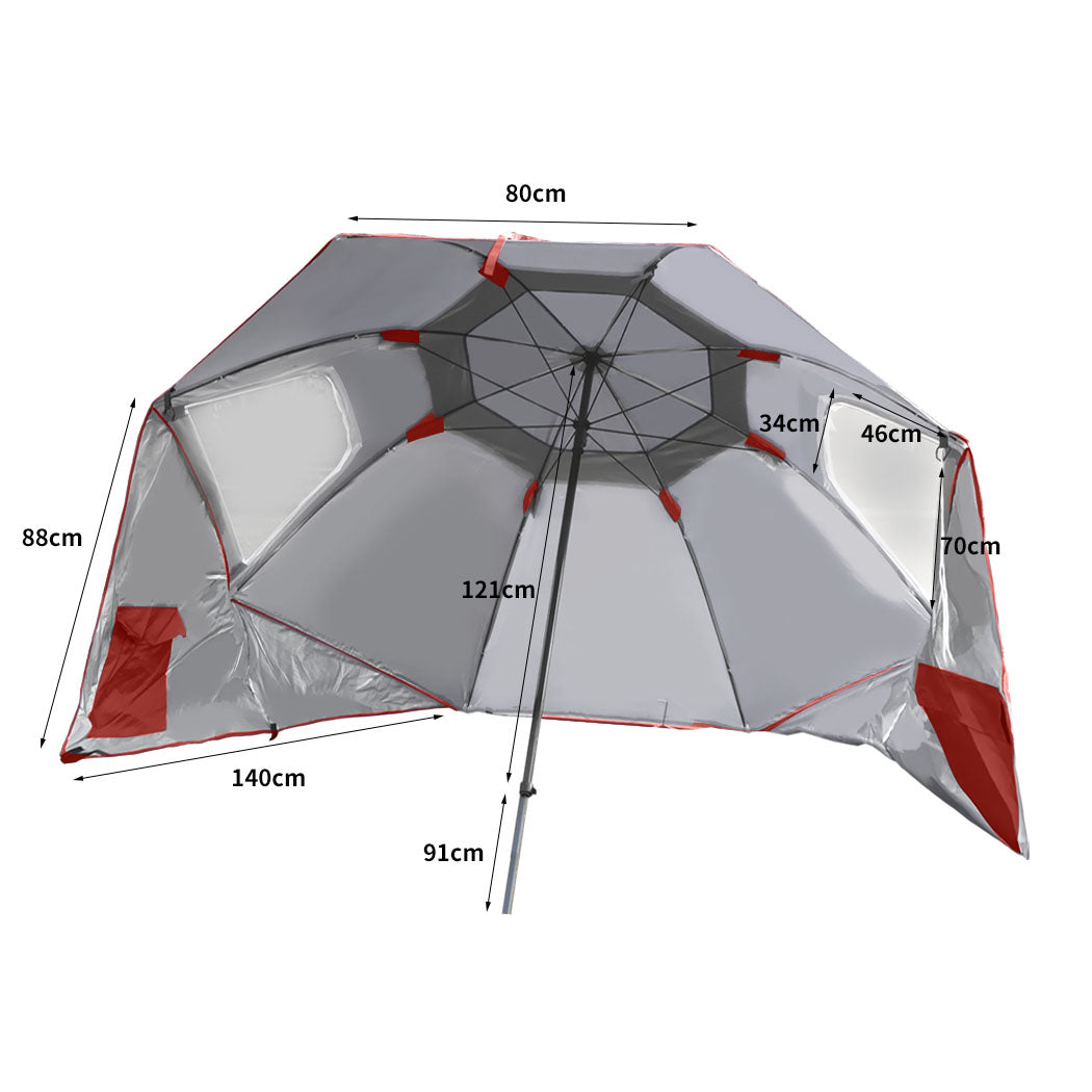 2m Nanakuli Outdoor Umbrella Beach Sun Shade Weather Patio Garden Shelter - Red